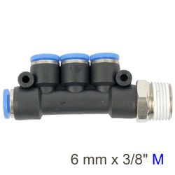 Pu Hose Fitting Manifold 4 X 6mm Port X 3/8